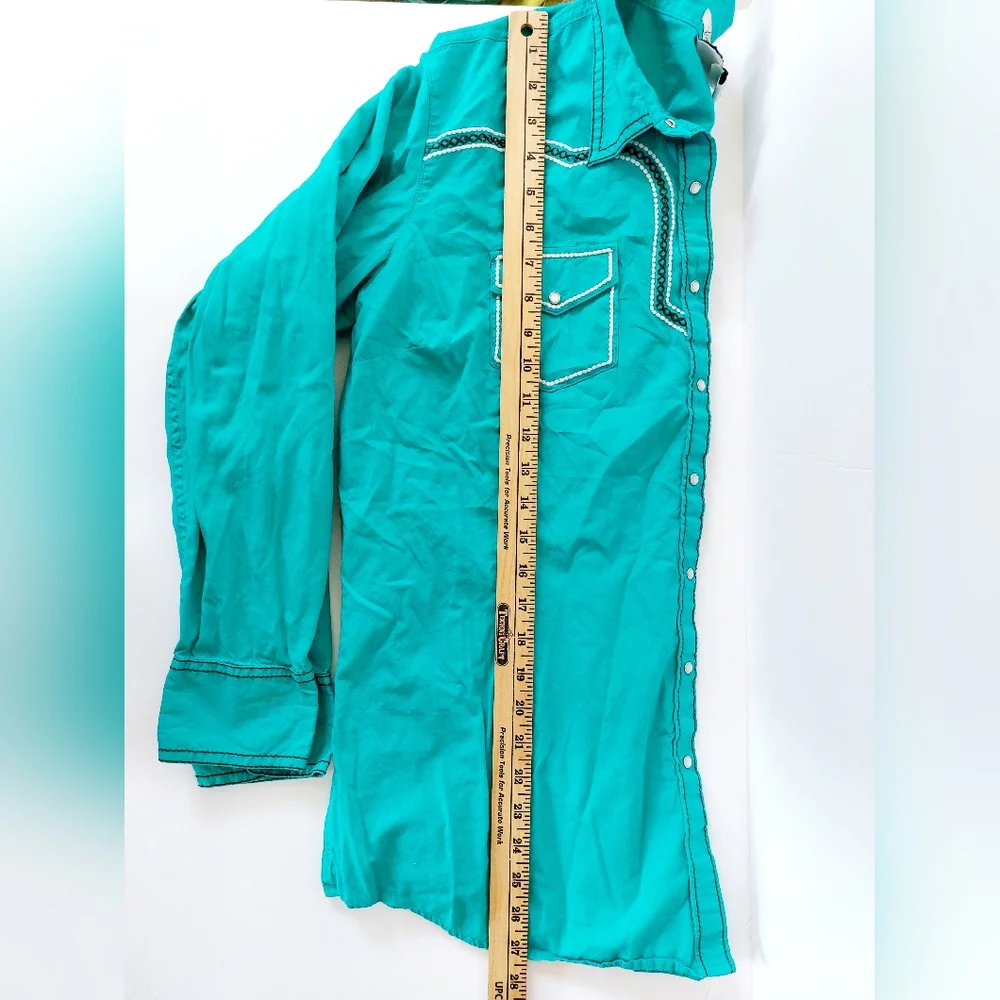 Ariat Teal Rosario Western Pearl Snap Shirt Embroidered Anita Bonita Cross XXL - Picture 7 of 7
